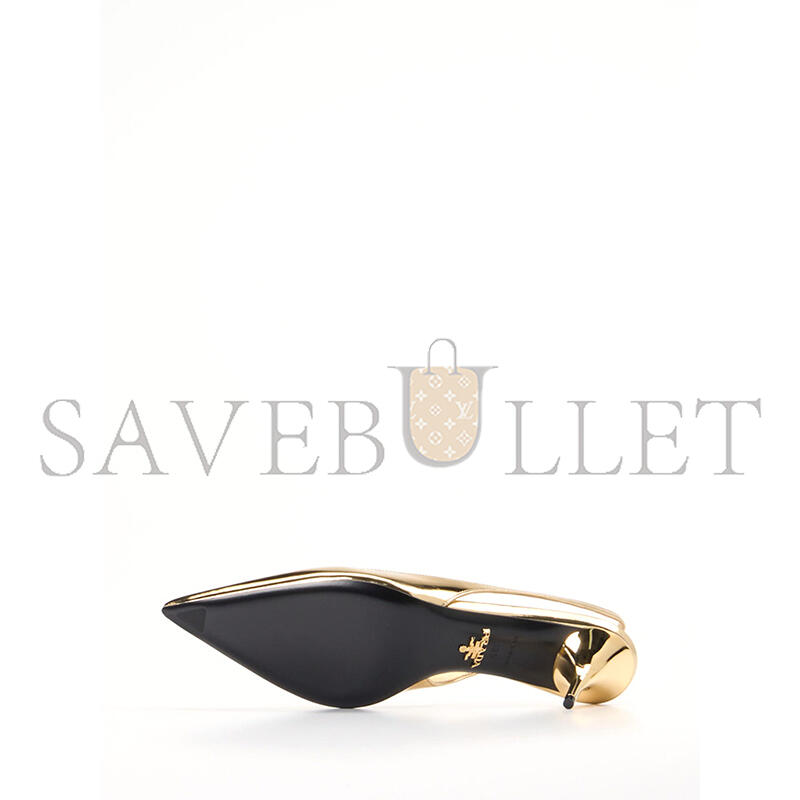 Pra*a metallic leather slingback pumps gold